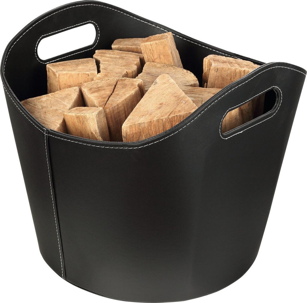 Schramm® Kaminholzkorb aus Kunstleder schwarz mit Griffen Produktbild 1