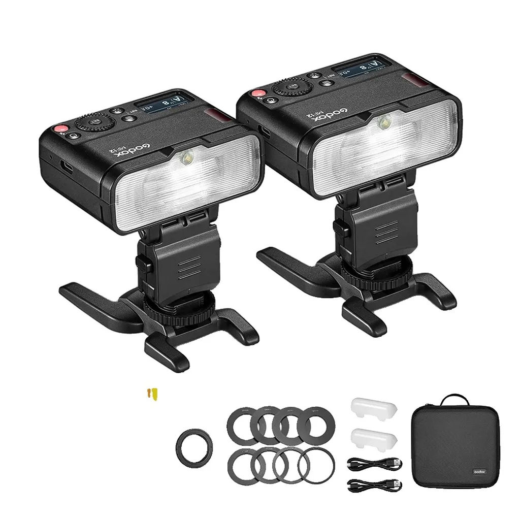 Godox MF12-K2 Kit Flash Macro Sans Fil 2,4 GHz avec Batterie Rechargeable