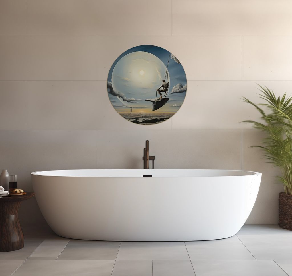 Wallario wasserfestes Poster selbstklebend 60 x 60 cm, Schaukel am Himmelsrand, Badezimmerposter Spritzschutz mit Hochglanzoberfläche in Glasoptik