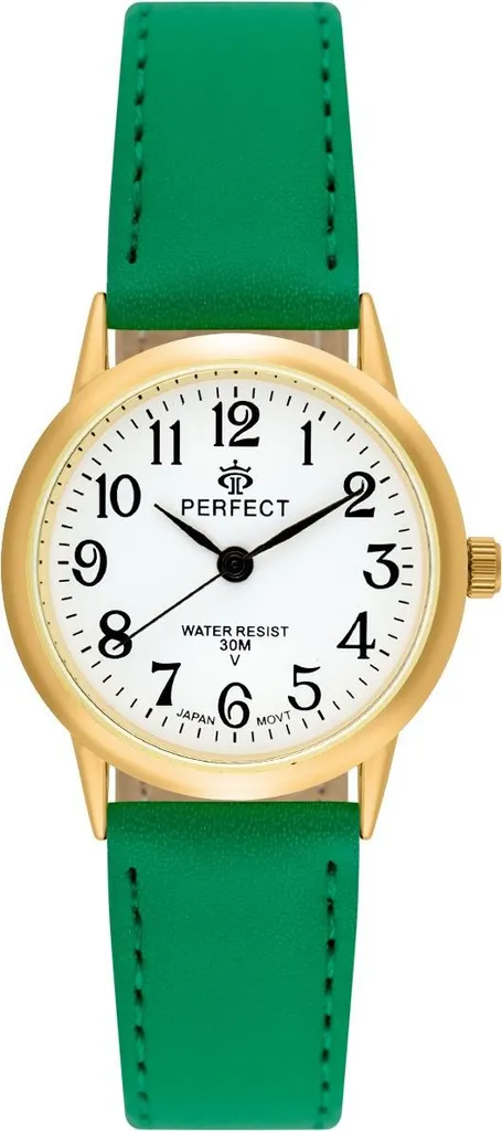 Montre-bracelet pour femme Perfect 273 avec bracelet en cuir vert chic
