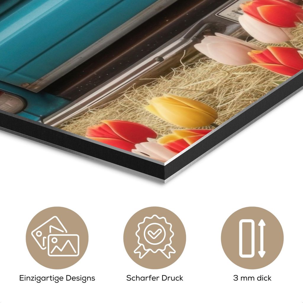 MuchoWow Wanddekoration Metall Metallbild Wandkunst 100x150 cm Kaninchen - Bauernhof - Eier MuchoWow Aluminium Gemälde - Bild