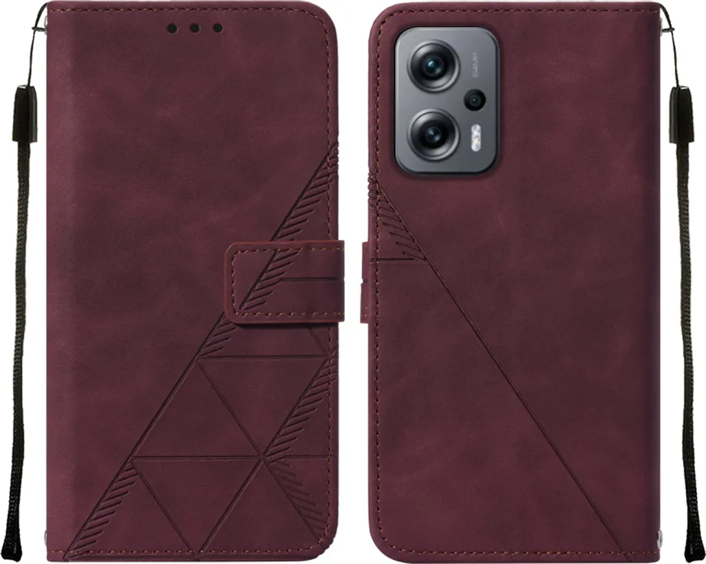 Cover Flip Leather per Poco X4 GT 5G Rosso - Elegante Wallet Case Goffrata