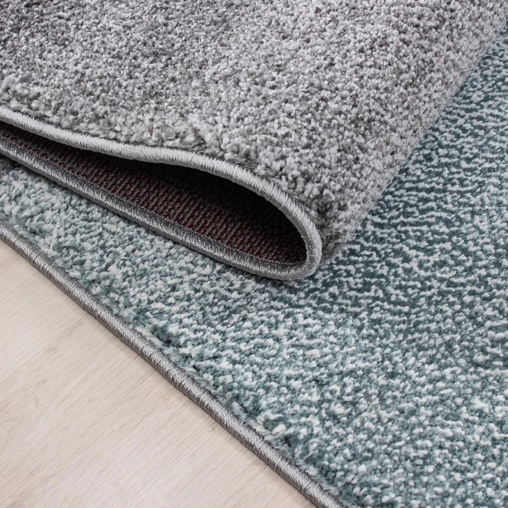Tapis Lucca Bloc bleu à poils ras format rectangle 80x250cm moderne - 2