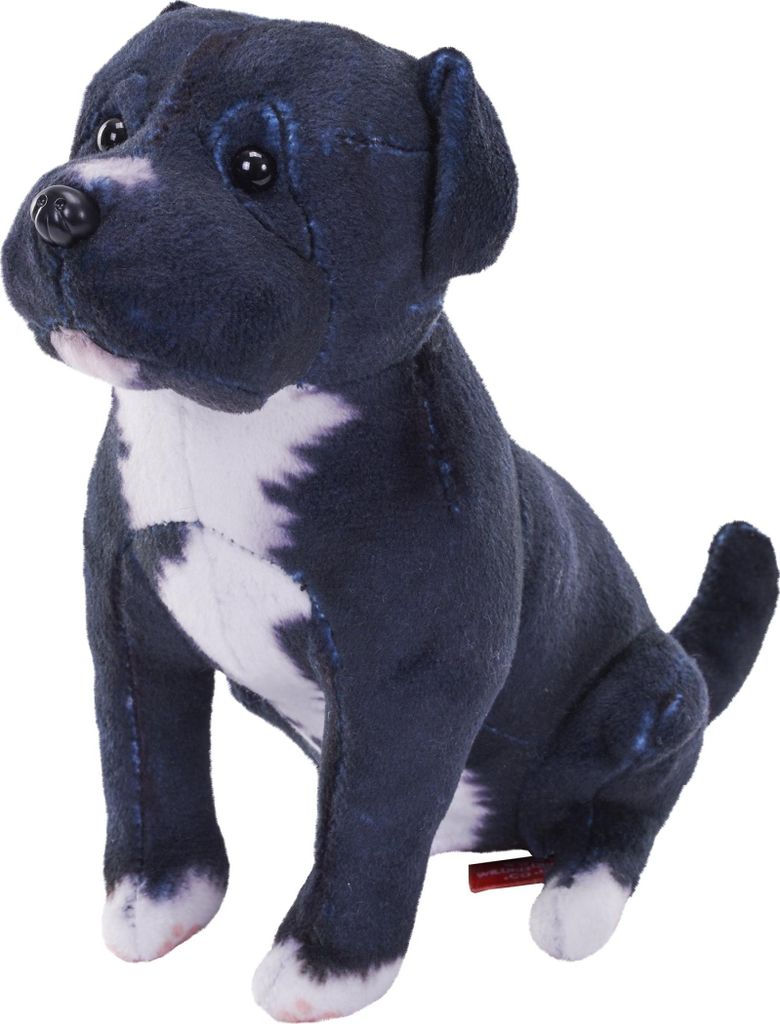 Plüsch Hund Pitbull schwarz mit Sound - 18 cm