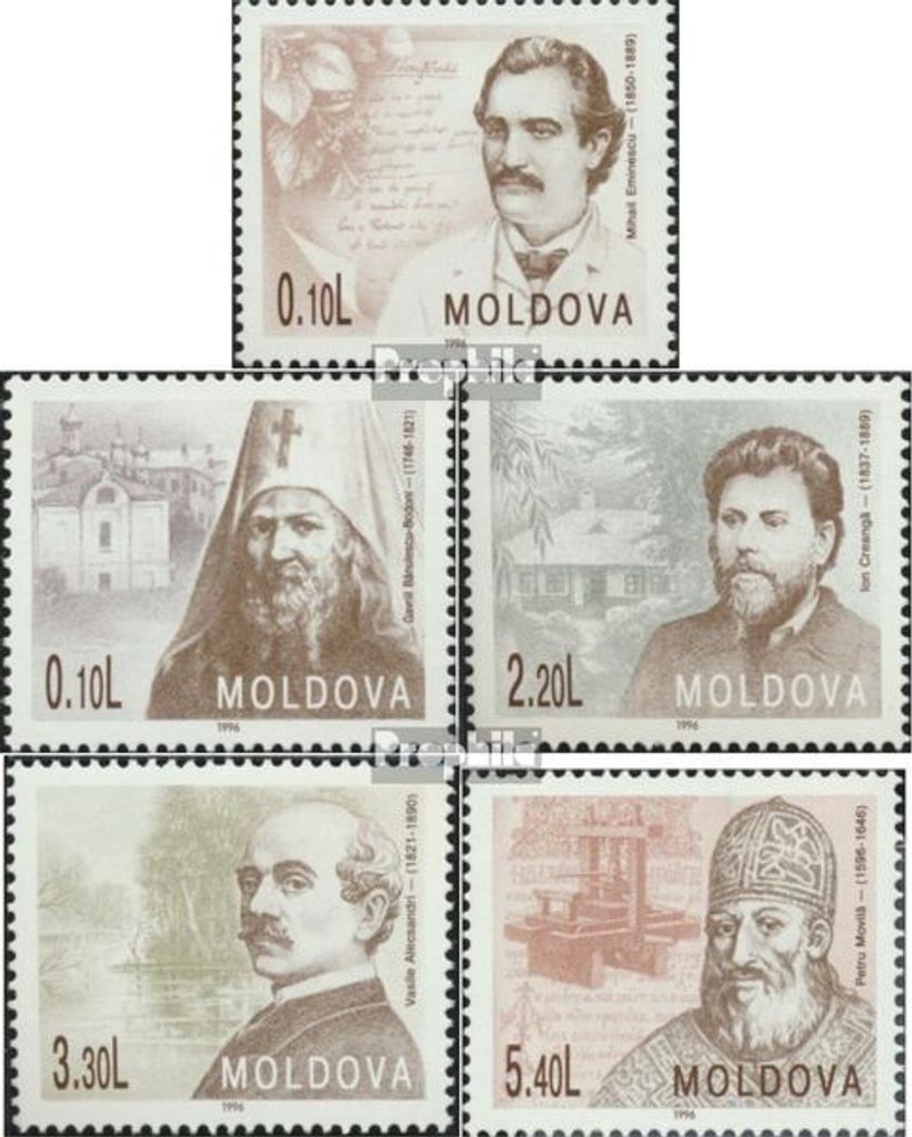 Briefmarken Moldawien 1996 Mi 213-217 (kompl.Ausg.) postfrisch Bedeutende Persönlichkeiten