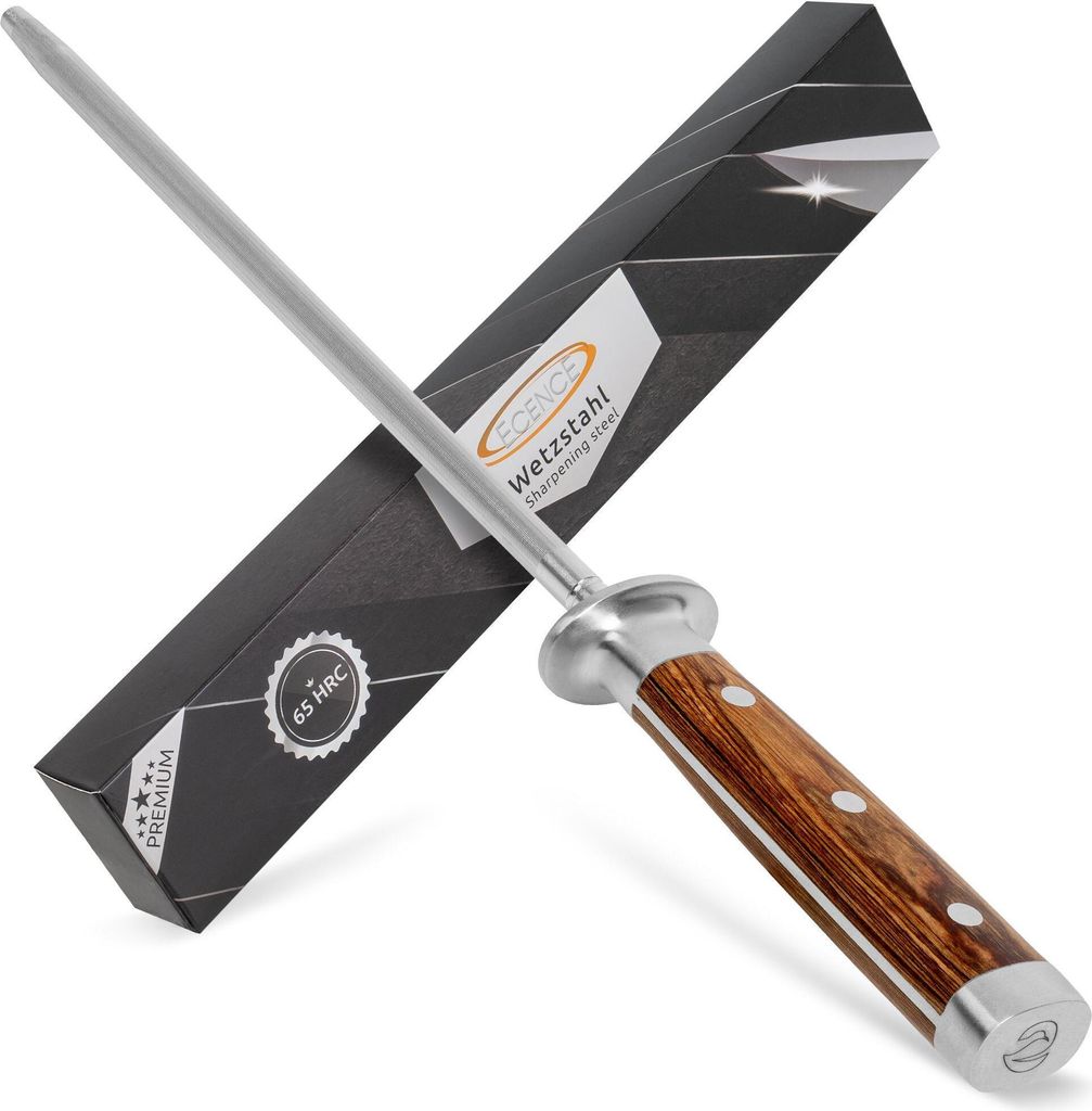 ECENCE Wetzstahl Messerschärfer aus Edelstahl (65HRC), Profi Messerschleifer für Küchenmesser, S