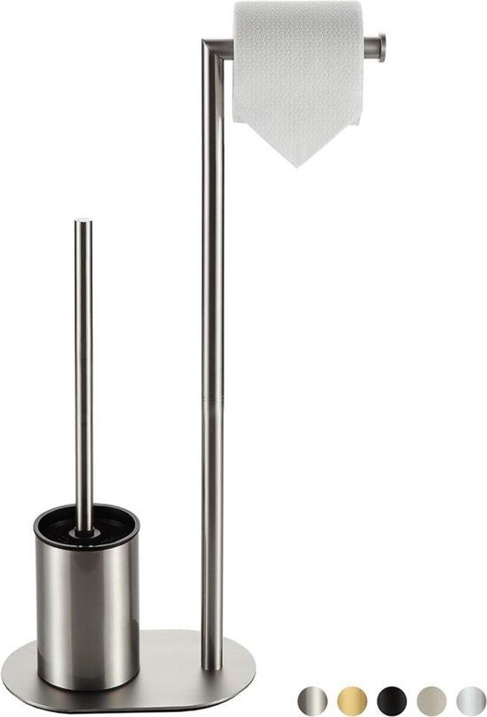 Stehendes WC-Set, Edelstahl, 3-teilig, mit Halter