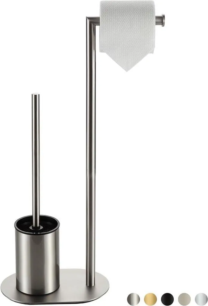 Serviteur WC avec brosse et porte-papier toilette en inox - Gamme Luxe