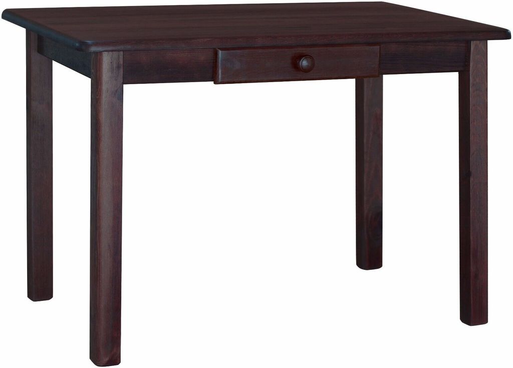 Tisch mit Schublade aus massivem Kiefernholz in der Farbe Nuss 100 x 60 cm