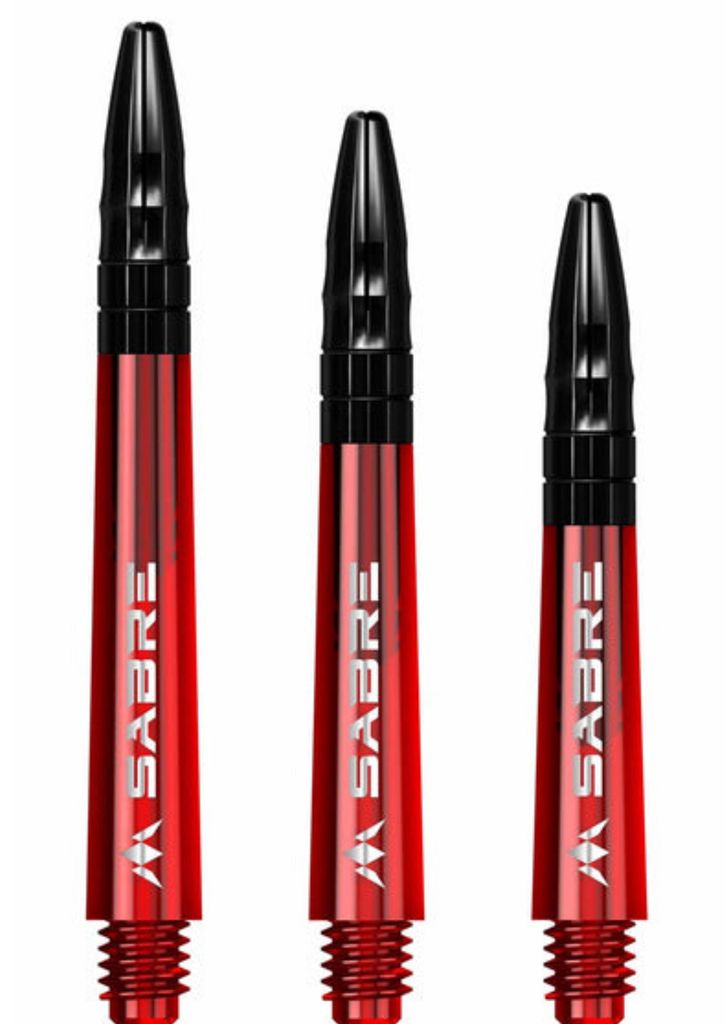 Mission Sabre Dartschäfte | Polycarbonat & Aluminium | Medium Rot | 2BA Gewinde | 1 Set = 3 Stück