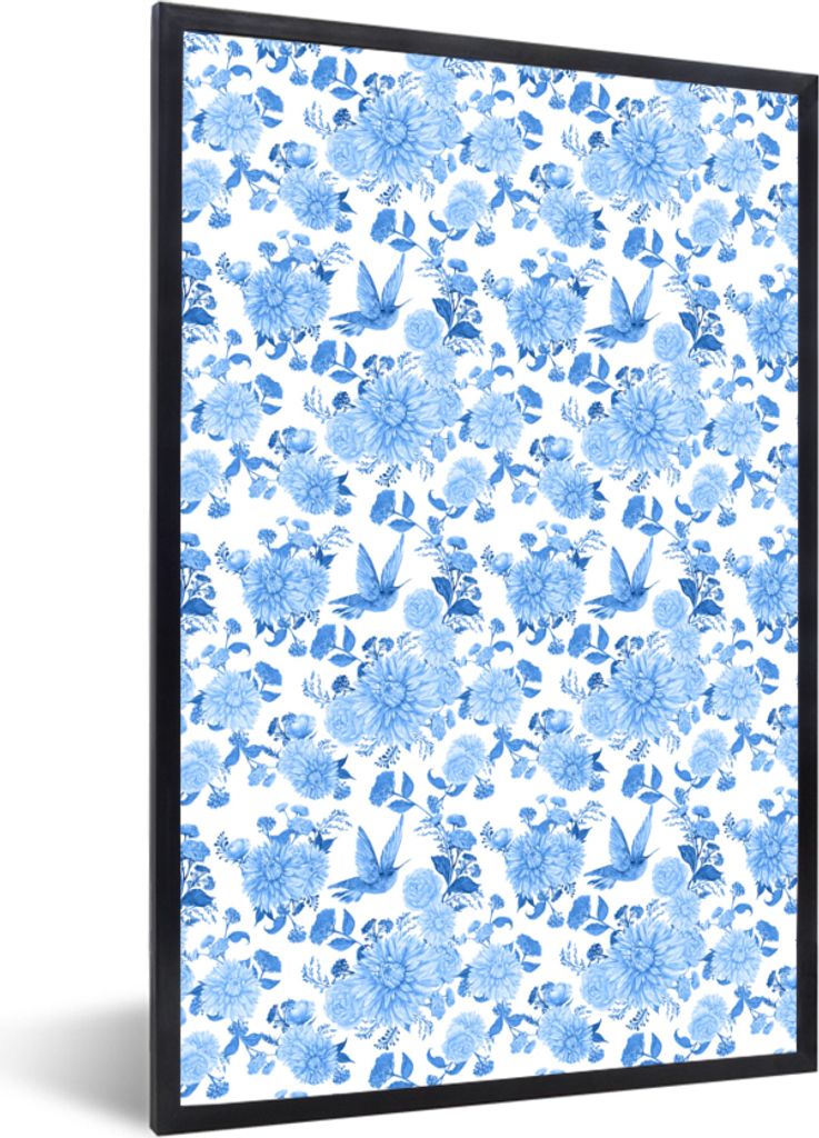 MuchoWow® MuchoWow® Gerahmtes Poster Blumen - Rosen - Vögel Produktbild 