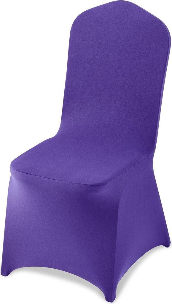 50 Stück violette Stuhlhussen, Stuhlhussen aus Polyester-Elasthan, Stretch-Bezüge für Hochzeitsfeiern, Bankette, Stuhlhussen mit flacher Vorders...