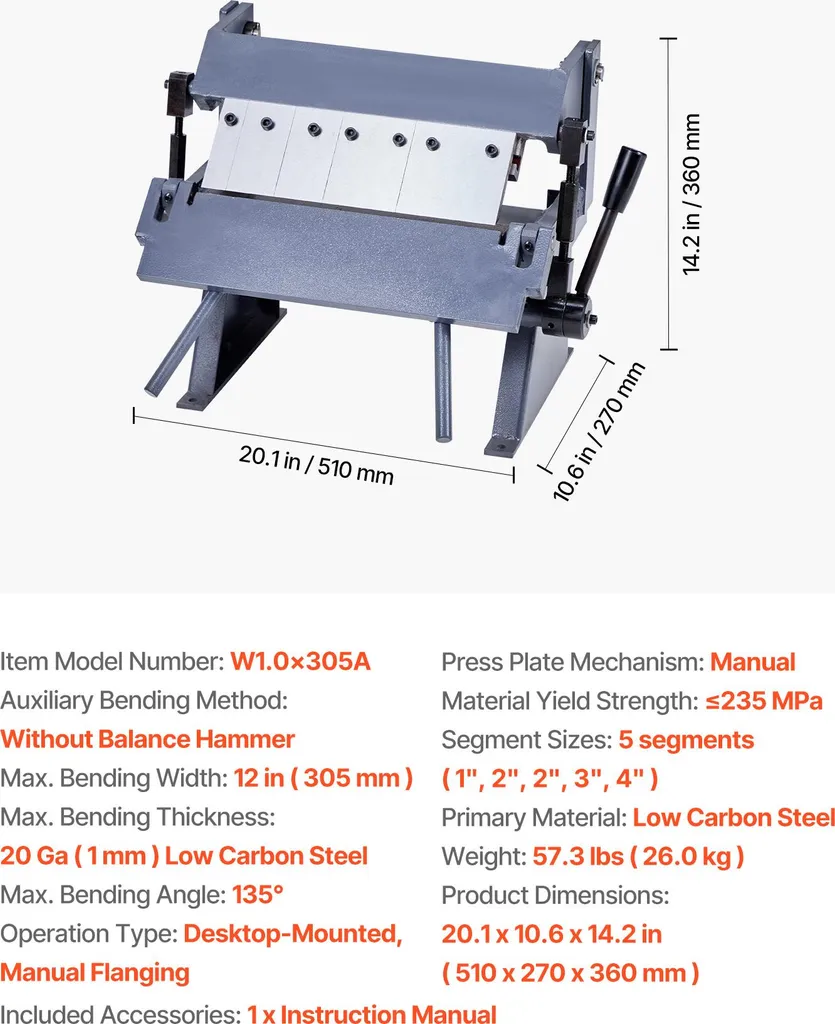 Plieuse de Tôle Manuelle 305 mm - Solution de Pliage Précis VEVOR - 7
