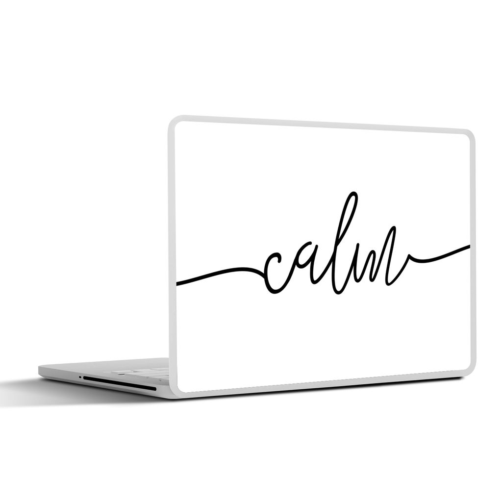 MuchoWow Laptop Aufkleber Sticker Cover Zitate - 'Calm' - Sprichwort - Schwarz und weiß 36.5x27.5 cm - Laptop-Sticker