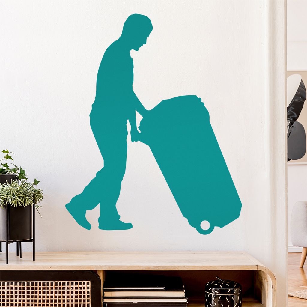 Müllmann Tonne Figur Wandtattoo Wandaufkleber Wall Sticker - Dekoration, Küche, Wohnzimmer, Schlafzimmer, Badezimmer