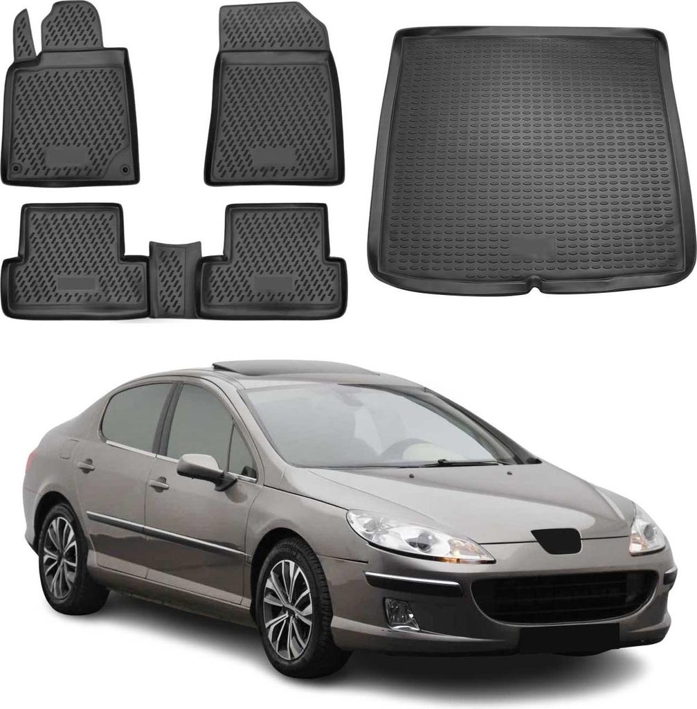 Fußmatten & Kofferraumwanne Set für Peugeot 407 2004-2011 Station Wagon TPE