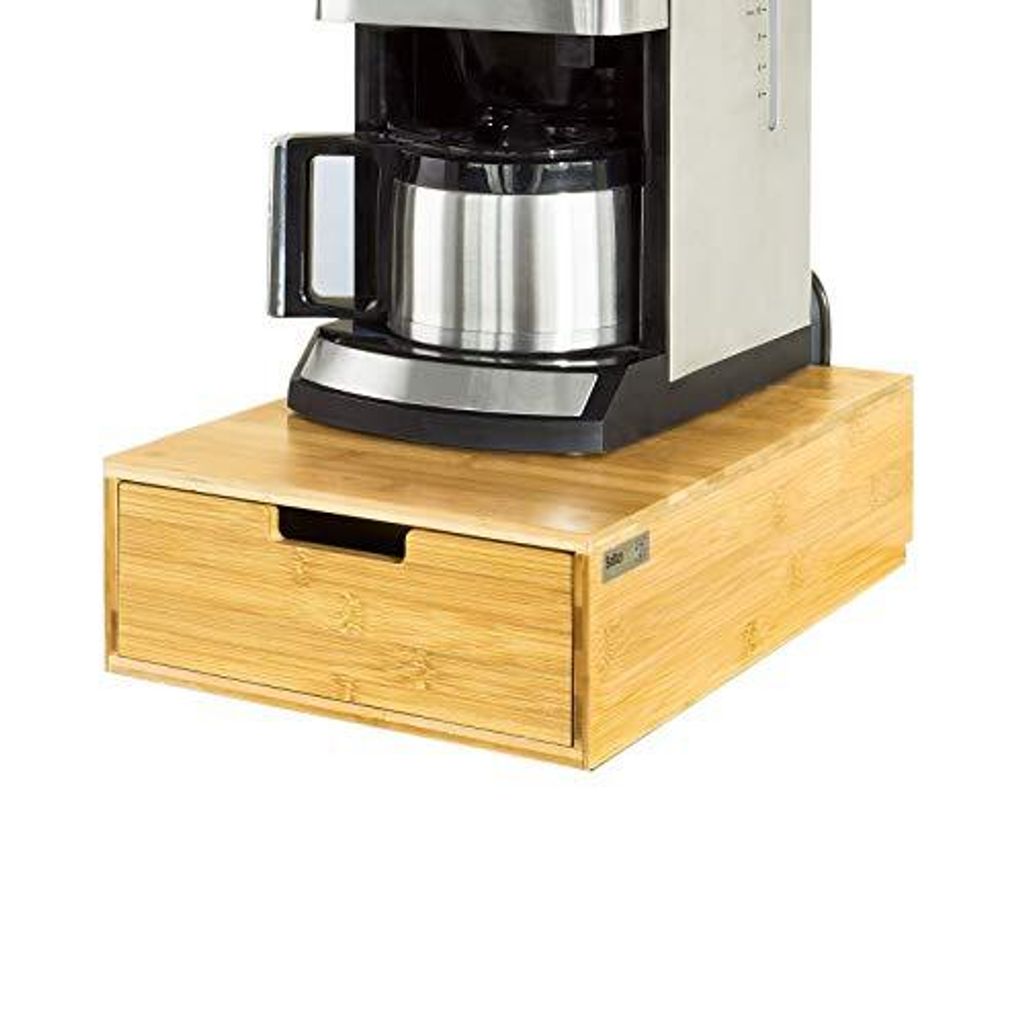 Rootz Kaffeemaschinenständer & Kaffeepad-Kapsel-Teebeutel-Schubladenbox-Halter-Schrank-Bambus