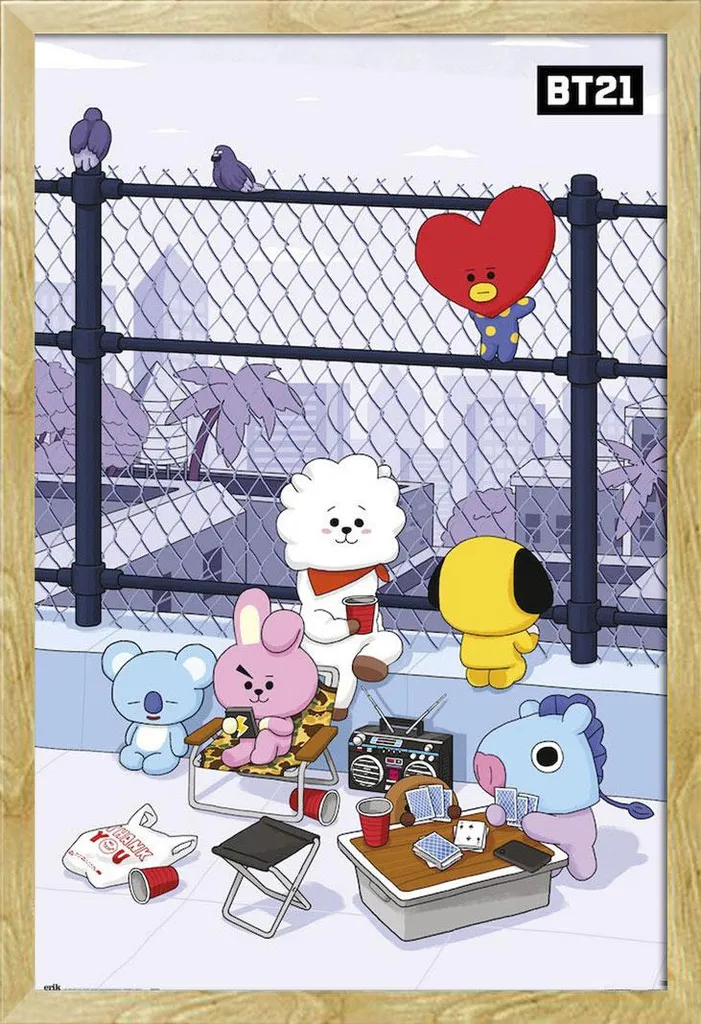 Poster BT21 Azotea con Cornice Shinsuke Maxi Faggio - Design K-Pop Moderno