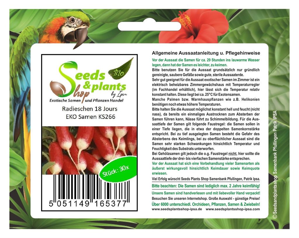 30x Radieschen 18 Jours EKO Gemüsesamen Saatgut Samen Frisch Neuheit KS266