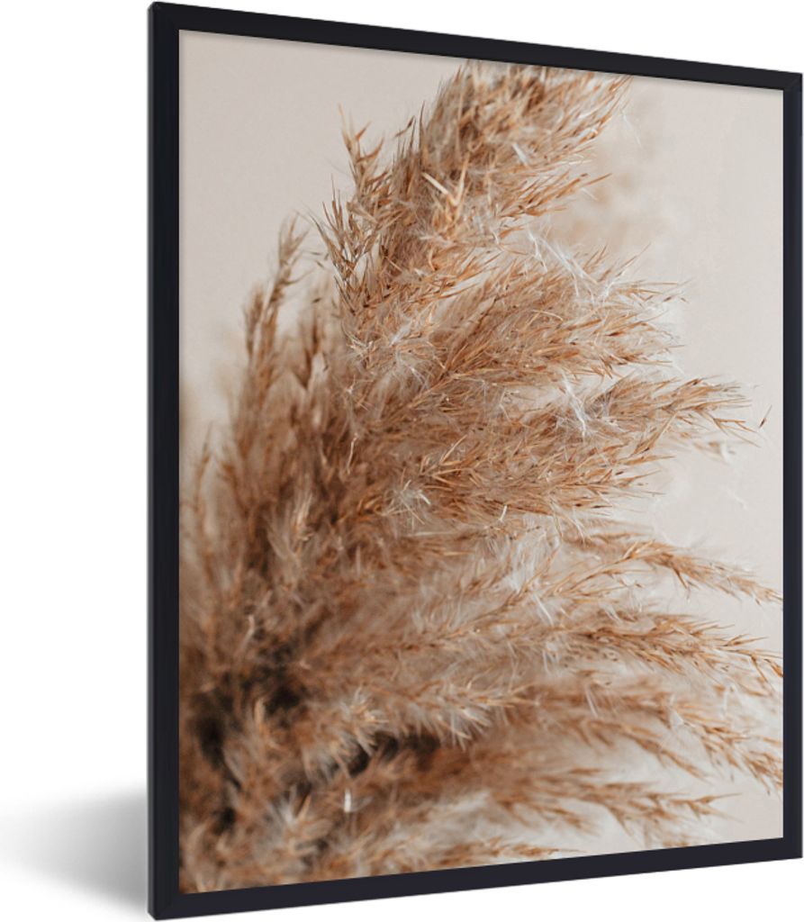 MuchoWow Gerahmtes Poster Gras - Pflanzen - Natur - Pampasgras 30x40 cm - Poster mit Schwarzem Bilderrahmen Wandposter Rahmen Foto Bilder - Wandd...