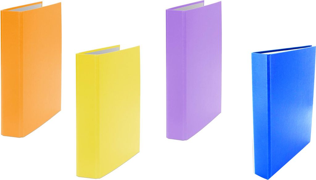 4x Ringbuch / DIN A5 / 2-Ring Ordner / je 1x hellblau, gelb, orange und lila