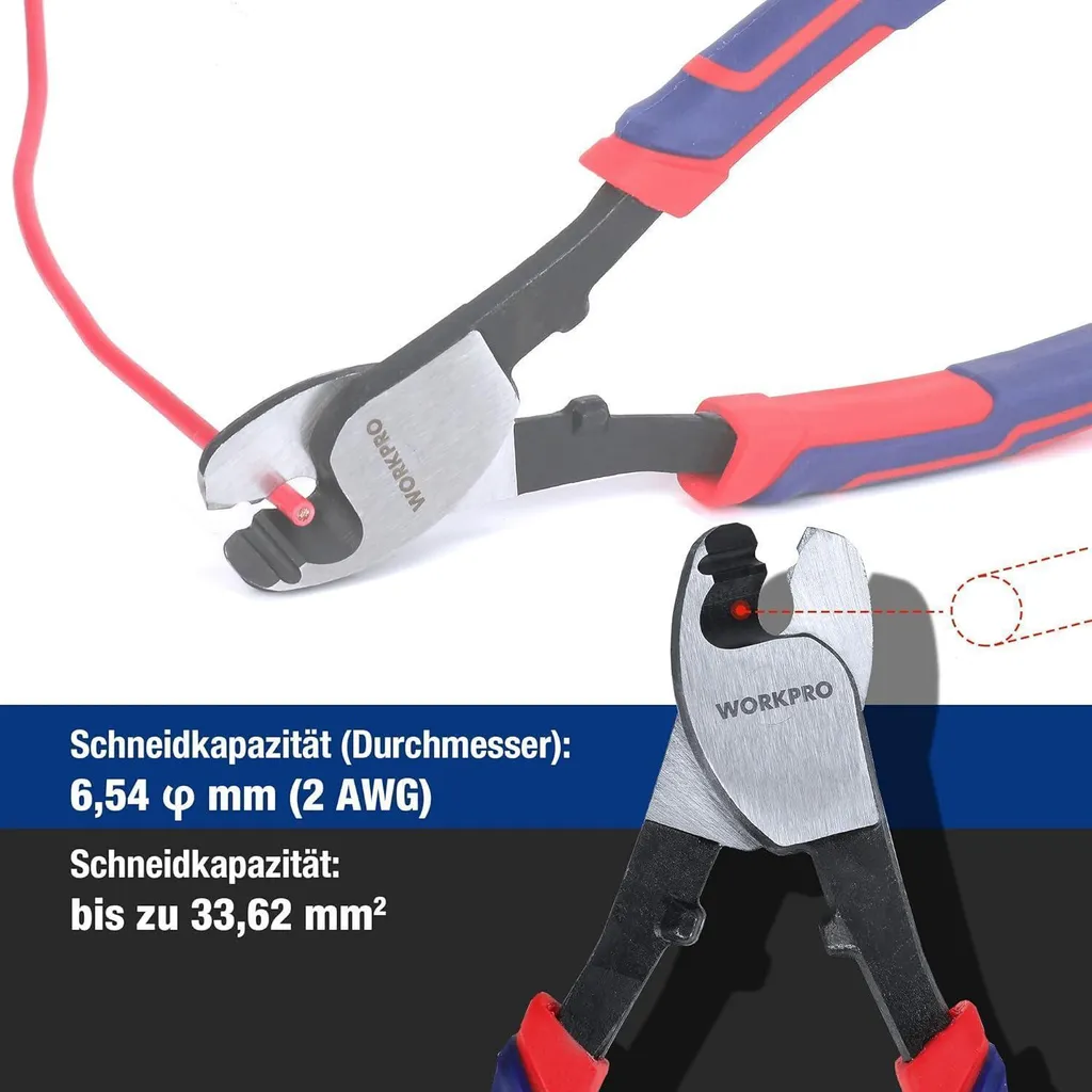 WORKPRO Coupe-câble 210mm en Acier Chrome-Vanadium pour Cuivre