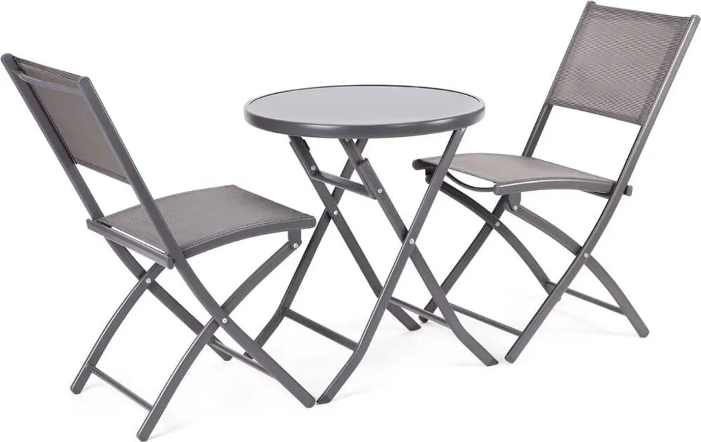 Set détente de balcon Fieldmann gris : créez votre coin café extérieur