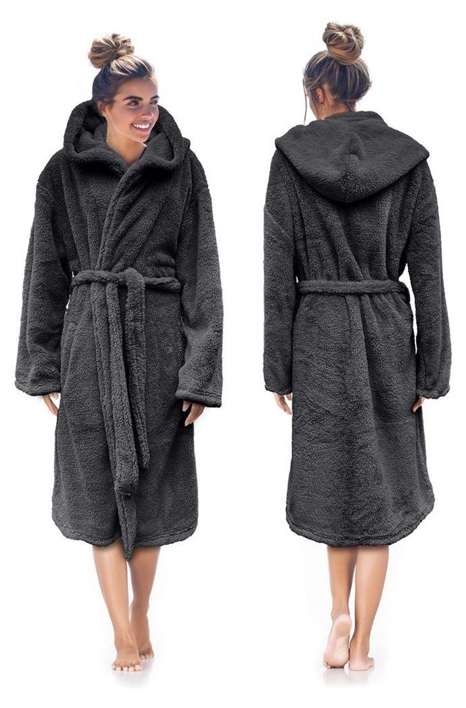 LINNICK Teddy Fleece Bademantel mit Kapuze inklusive Teddy Produktbild 