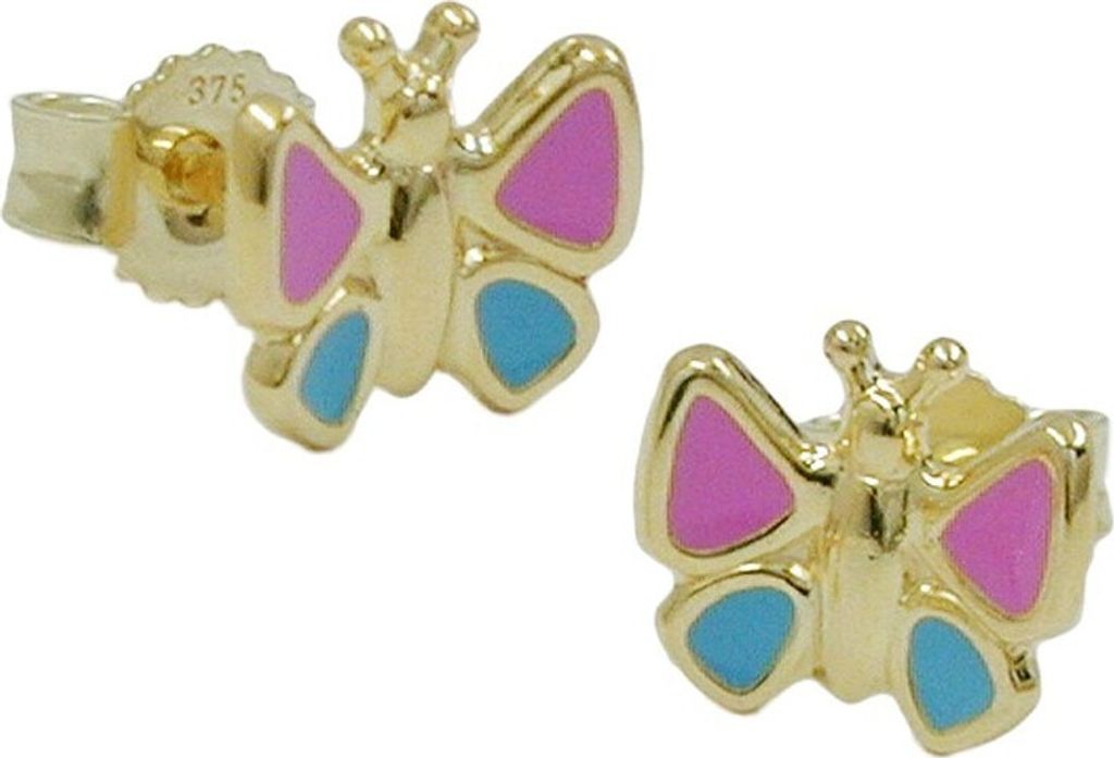 Ohrringe Ohrstecker für Kinder Schmetterling 9Kt 375 Gelbgold Ohrschmuck