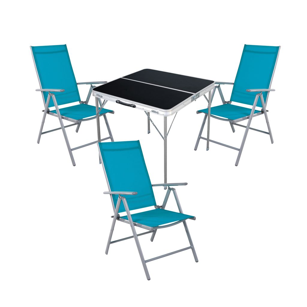 4-teiliges Campingmöbel Set Aluminium Textilen petrol
