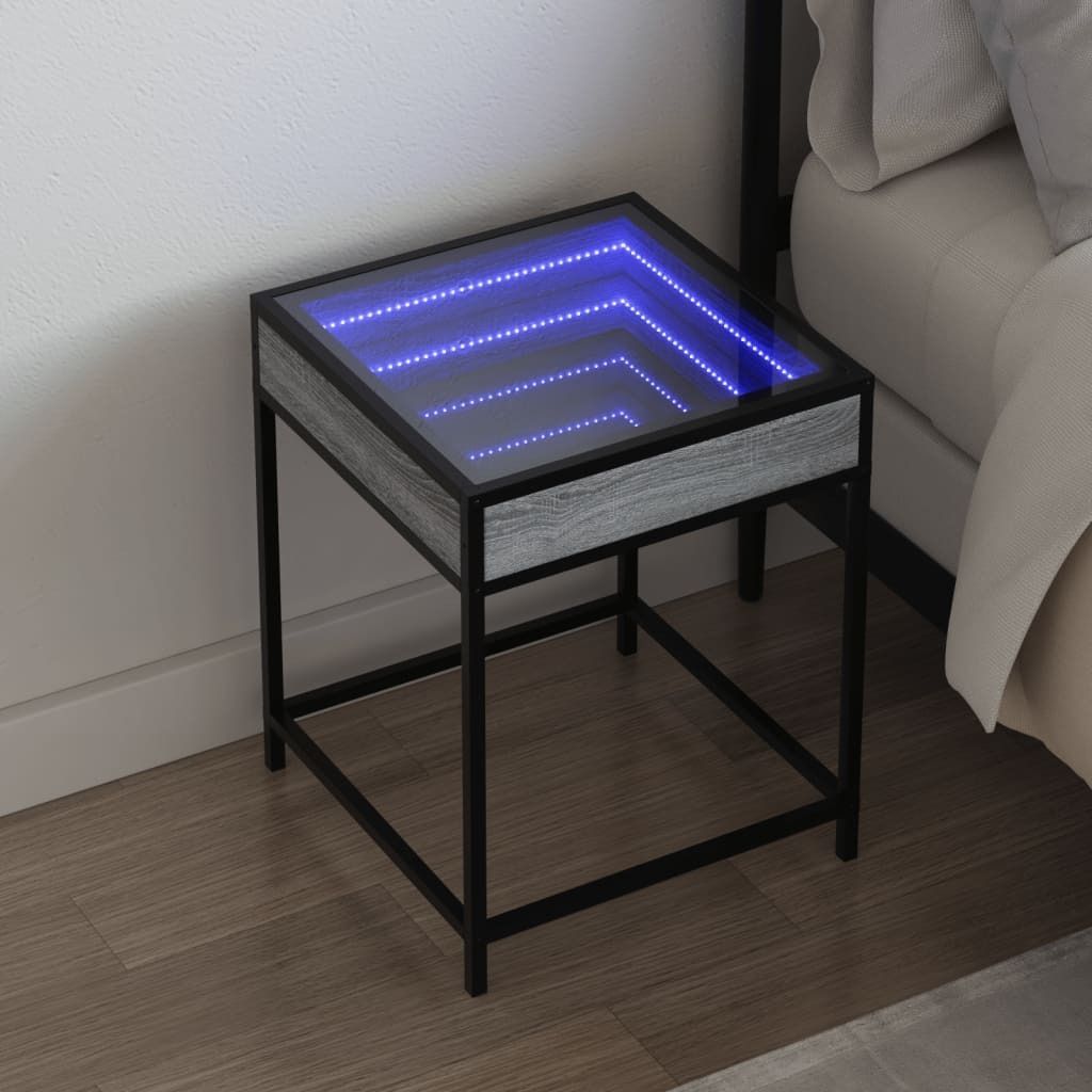Maison Exclusive - Nachttisch mit Infinity-LED Grau Sonoma 40x40x51 cm