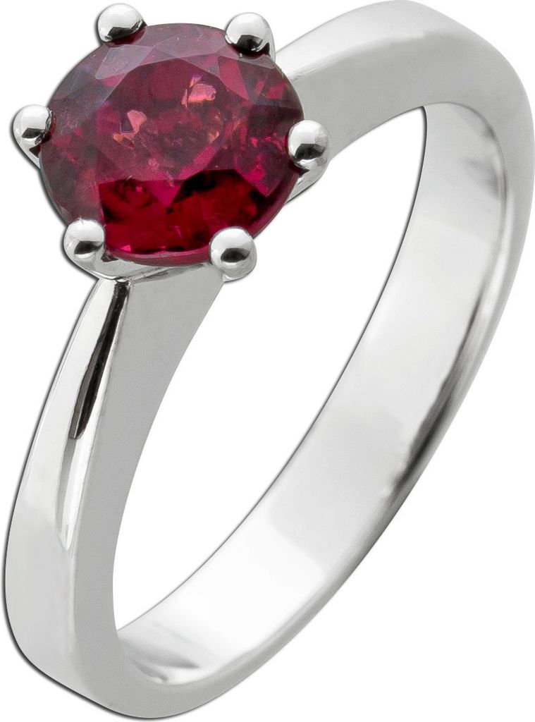 Turmalin Ring Weißgold 585 14K roter Solitär Edelstein 1.77ct 19