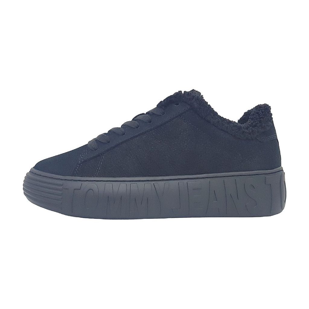 Tommy Hilfiger New Cupsole Leat WL Damenschuhe Schnürer Schwarz Freizeit, Schuhgröße:41 EU