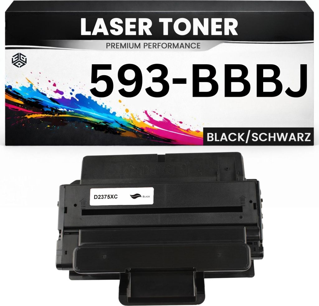 2 x Toner 593-BBBJ für Dell kompatibel Schwarz hochwertige wie Original für Dell B2375dfw, B2375dnf