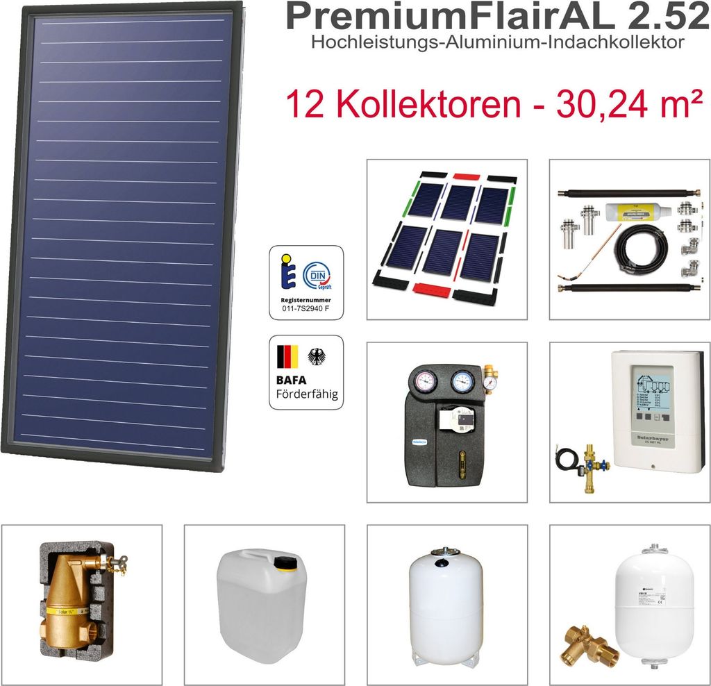 Solarbayer PremiumFlairAL Indach-Solarpaket 12 Bruttofläche 30,24 m² Solaranlage