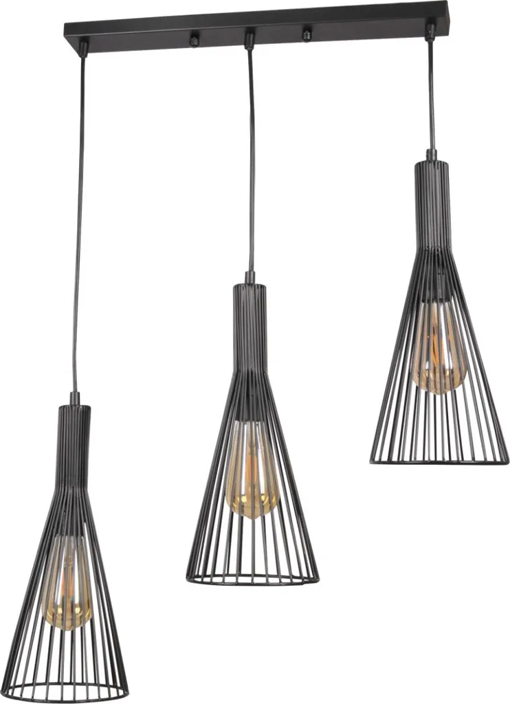 Suspension TIANA 3xE27 Noire pour Grande Table de Salle à Manger 195cm