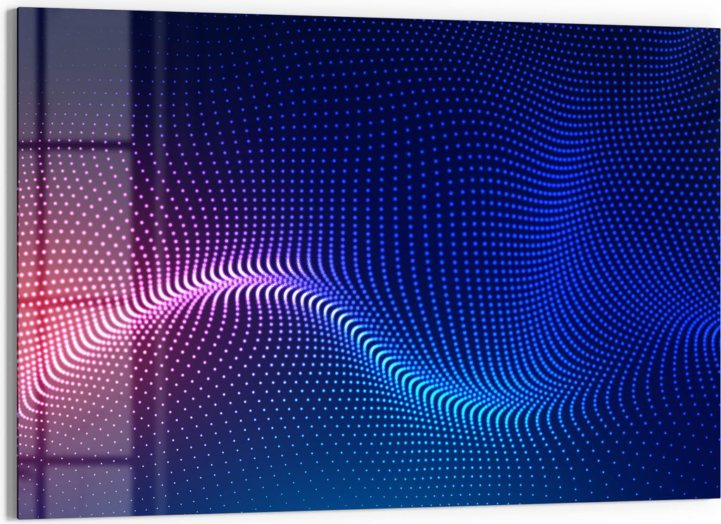 DEQORI Glasbild Echtglas 90x60 cm 'Digitale Lichtwellen' Wandbild Bild modern Deko
