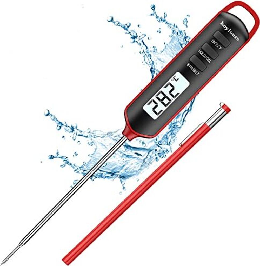 Hoyiours digitales Grillthermometer, 3S-Fleisch-Instant-Lesen, Kochen ipx6 wasserdichtes Röstenthermometer Lange Sonden, eingebauter Magnet, ideal