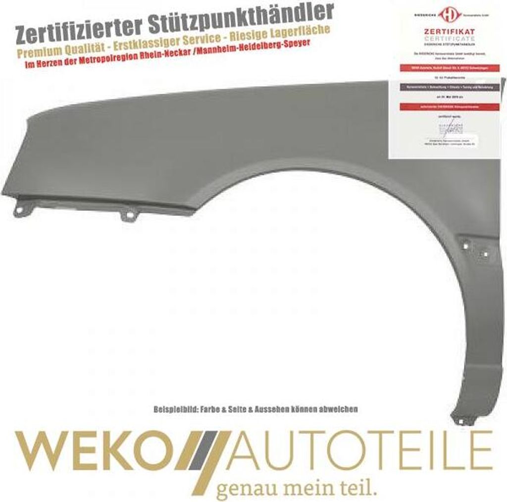 Kotflügel links für VW Golf 3 Baujahr 1991-1995 eckige Blinker