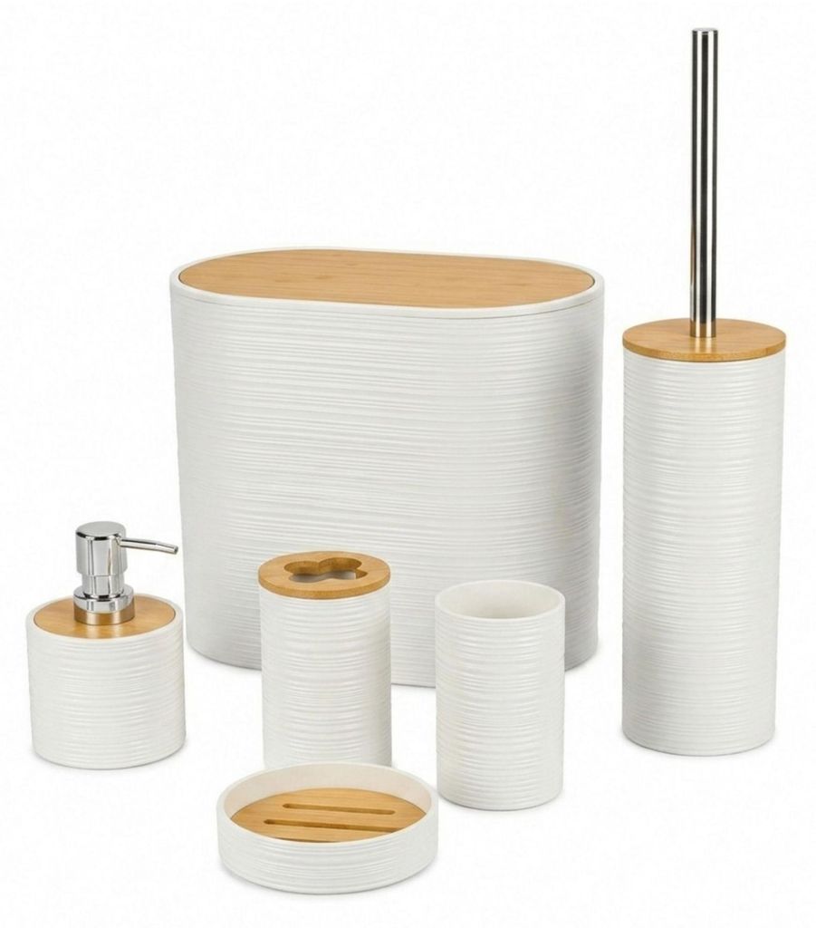 Badezimmer Accessoires Set, Badset Zubehörset 6-teilig oval Produktbild 