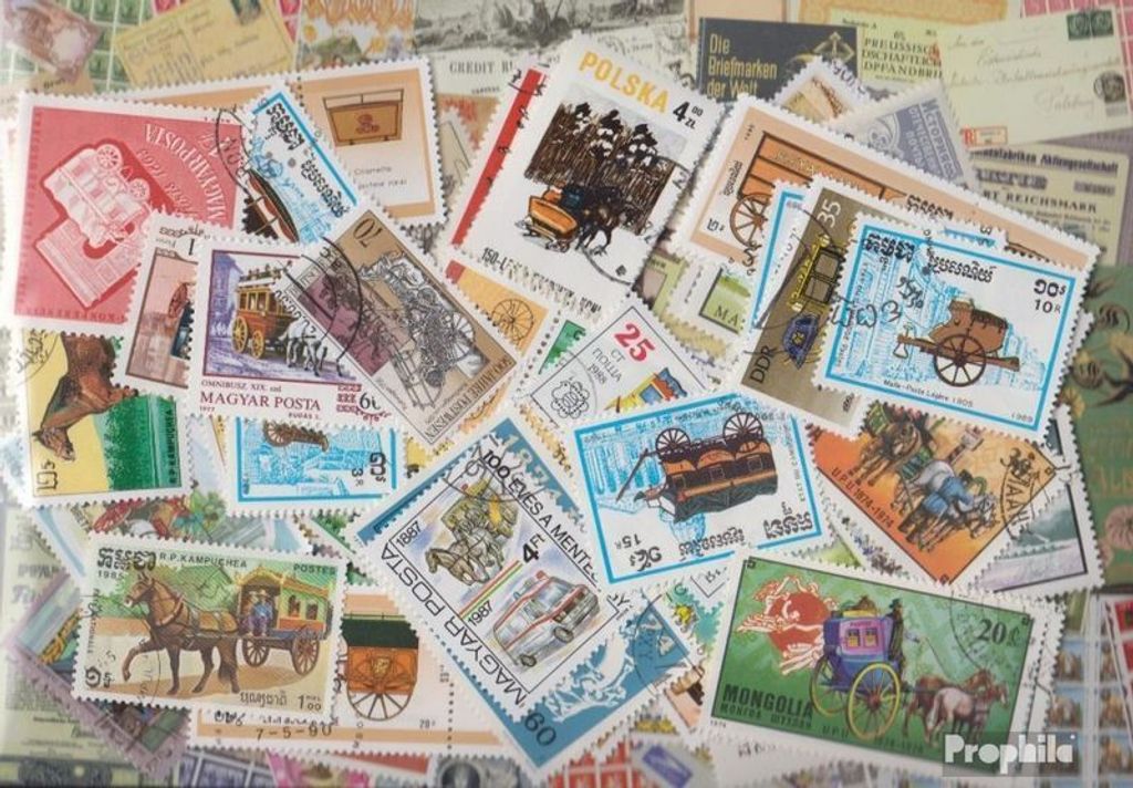 Briefmarken Motive 100 verschiedene Kutschen Marken