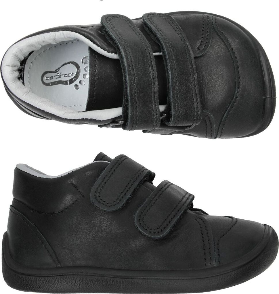 Kinder Lederschuhe bar3foot 2Be38/L99 Schwarz, Klettverschluss, barfuß