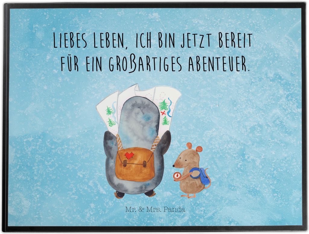 Mr. & Mrs. Panda schreibtischunterlage Pinguin & Maus Wanderer - Eisblau - Geschenk, Schreibunterlage, Wanderlust, schreibtischunterlagen, Unterlag...