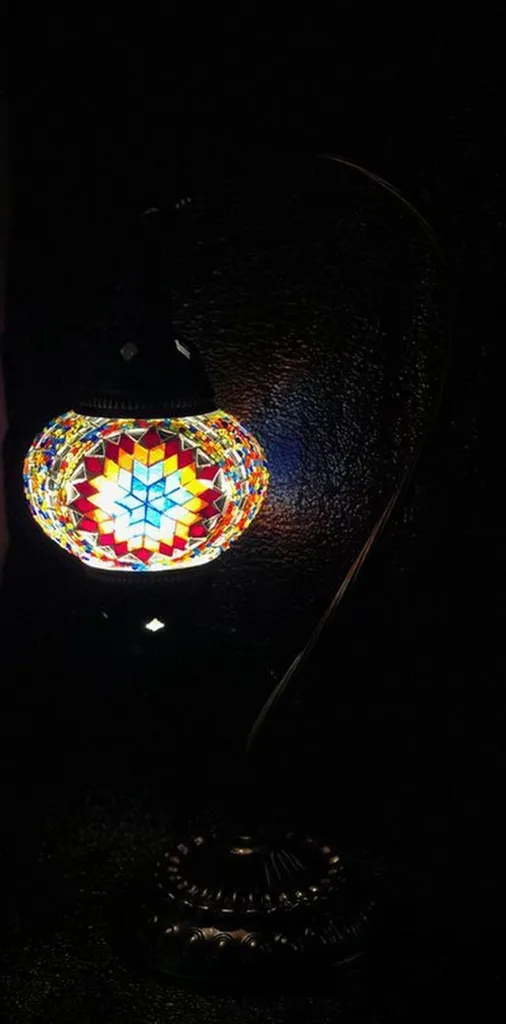 Veilleuse Mosaïque Turque Artisanale avec Éclairage Ambiance Doux - 5