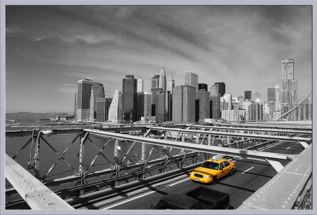 Cadre Photo New York avec Vitre Acrylique Anti-Reflet et Bord Argent