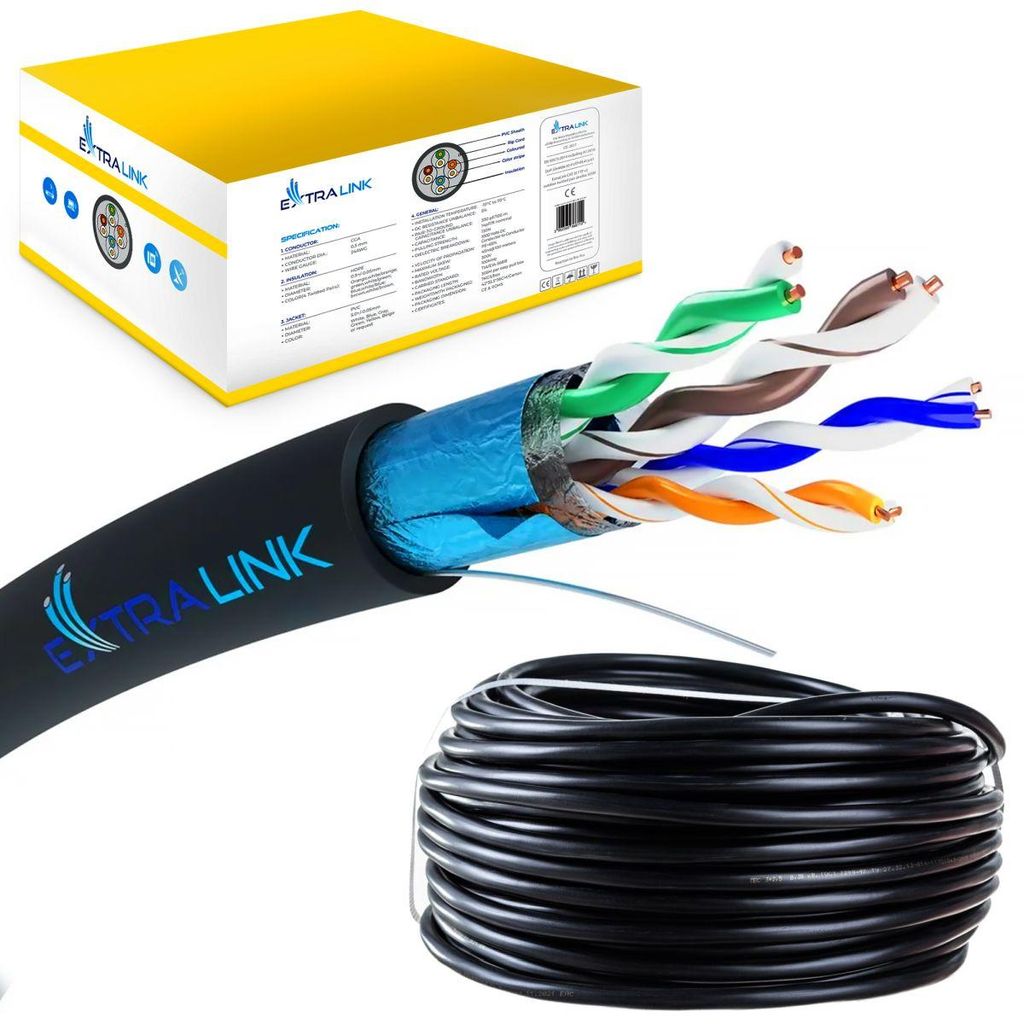 Extralink Cavo di Rete CAT5E FTP F/UTP V2 per Esterni 305 m Immagine del prodotto 