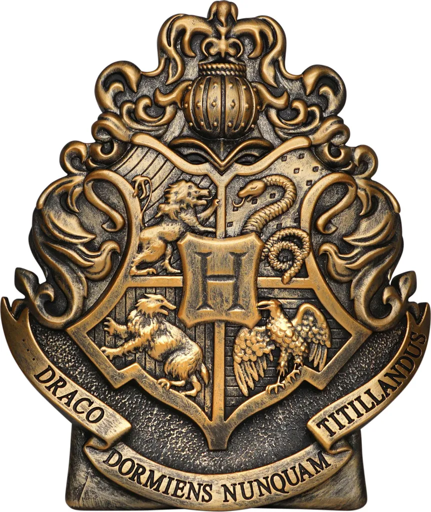 Tirelire Harry Potter Écusson Poudlard en Résine - Finition Premium Gold