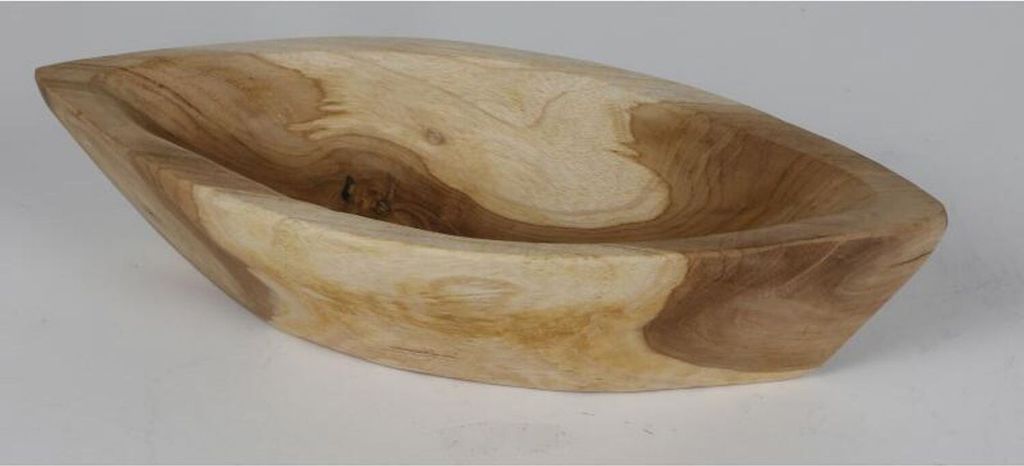 Holzschüssel Kano Teak Schale Schiffchen Dekoration Tisch Aufbewahrung Ordnung