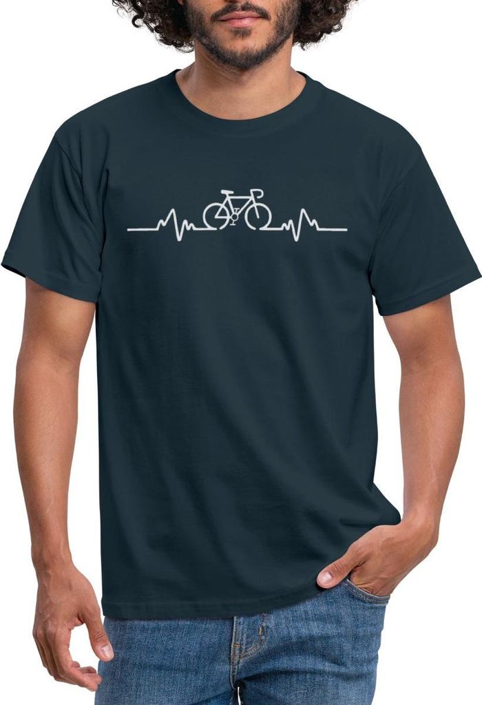 Spreadshirt Fahrrad EKG Herzschlag Rennrad Bike Männer T-Shirt, 3XL, Navy