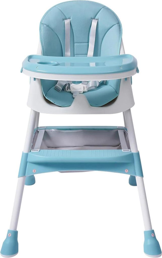 Baby Hochstuhl - Kinderhochstuhl - Verstellbares Tablett - Aufbewahrungskorb - Lebensmittelechtes Besteck - Sicher und bequem - Grün